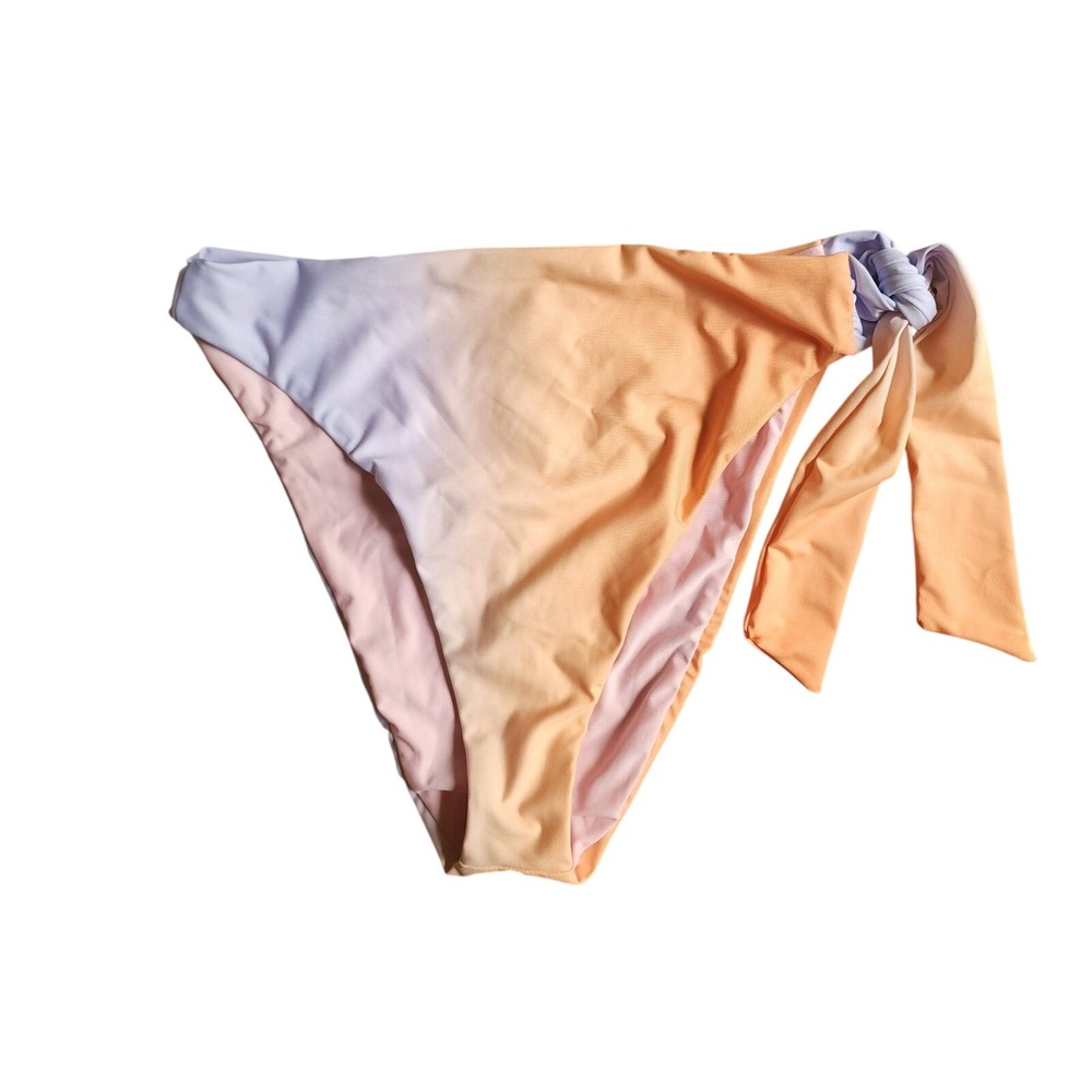 Lulus Bikini Bottoms Women M Orange Purple Ombre SideTie Swim ProtectivLiner NWT